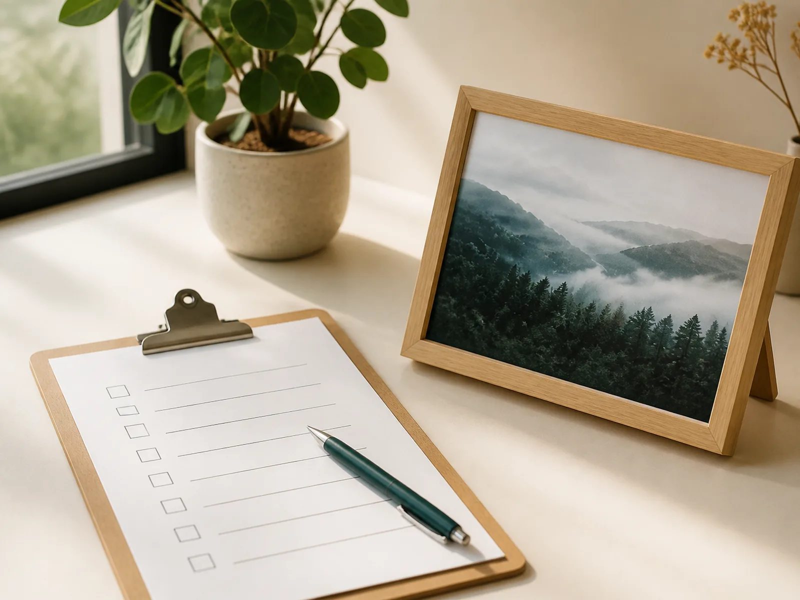 Checklist next to an artwork