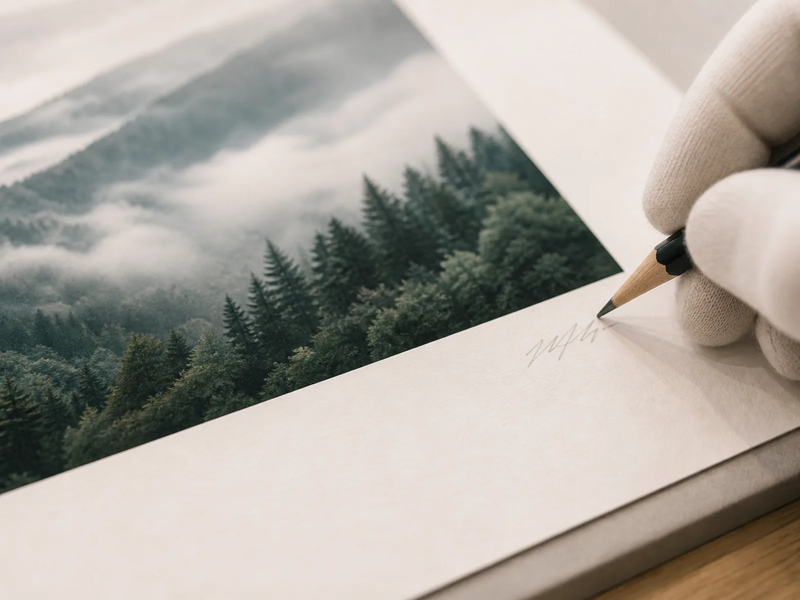 Signing a fine art photographic edition