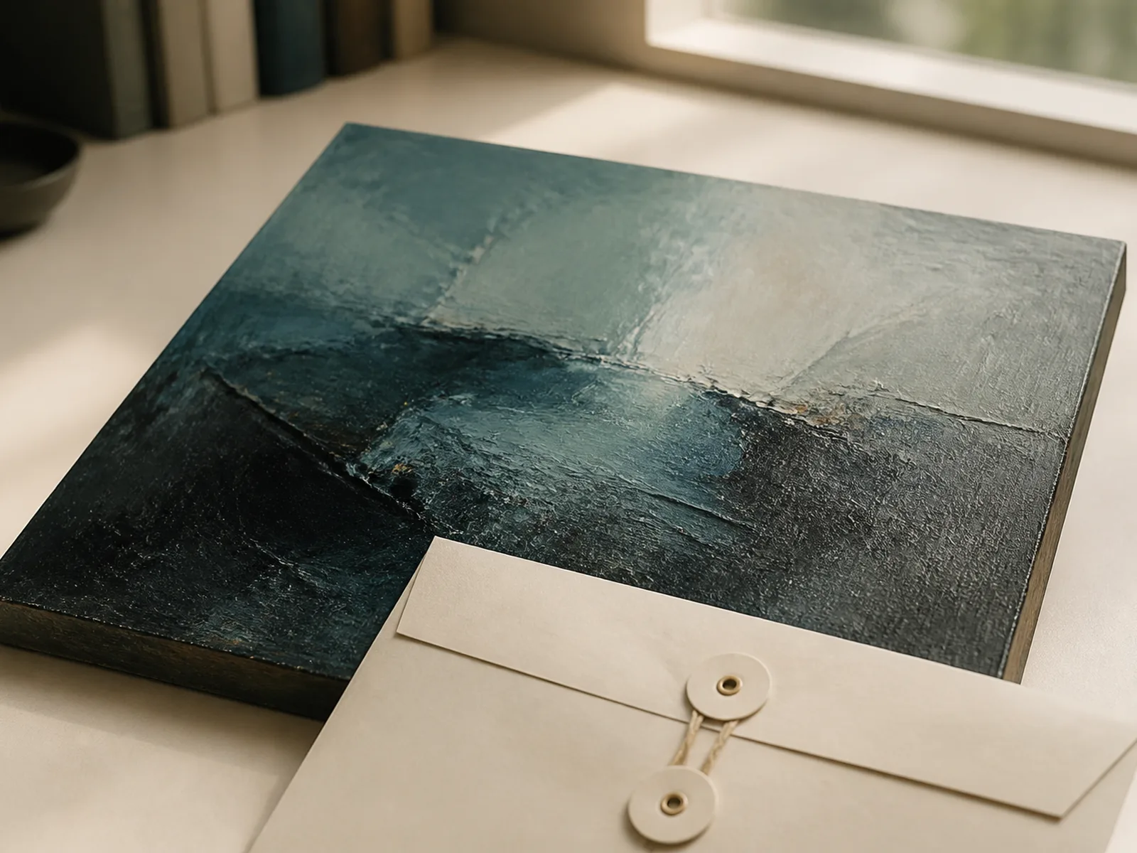 Archival document beside an artwork as authorship record