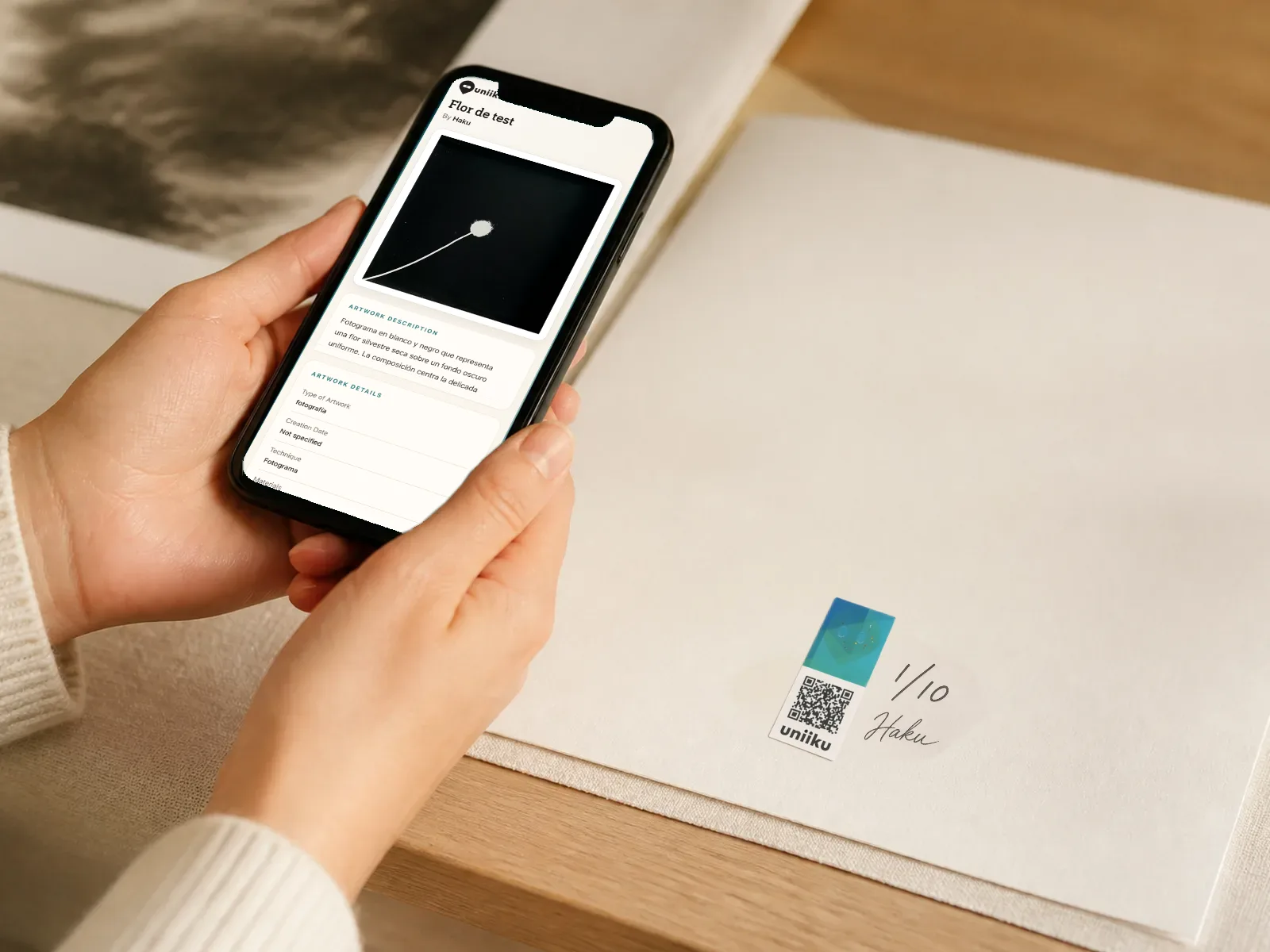Simple verification next to an artwork without friction